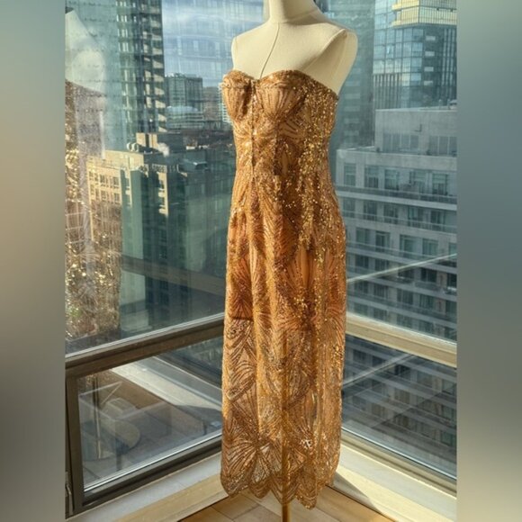 🆕 BRONX & BANCO 🧿 NWOT Giselle Strapless Beaded Sequin Midi Dress, Size M US 6 - Picture 4 of 16